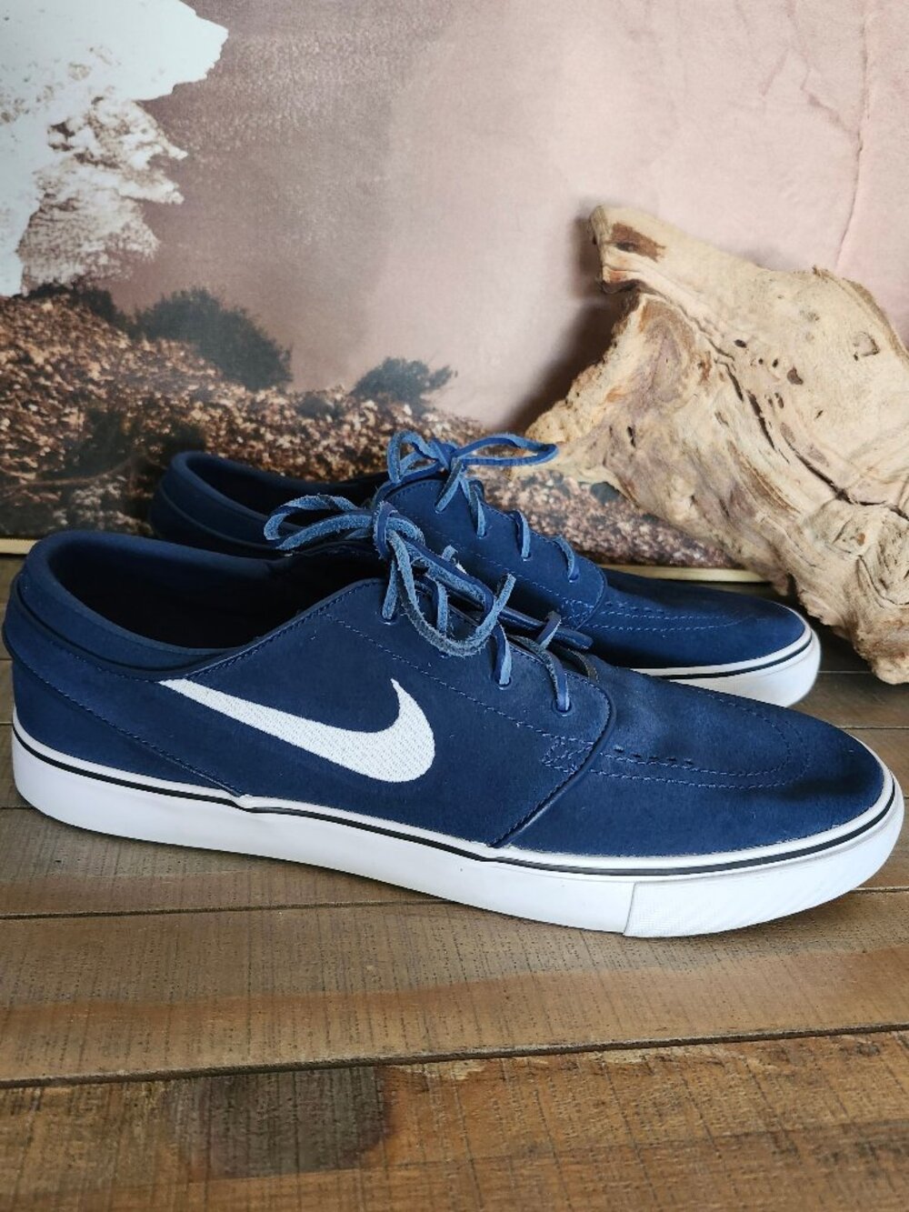 NIKE SB Zoom Stefan Janoski OG+ Skateboarding Navy Suede Shoes Men's 9.5